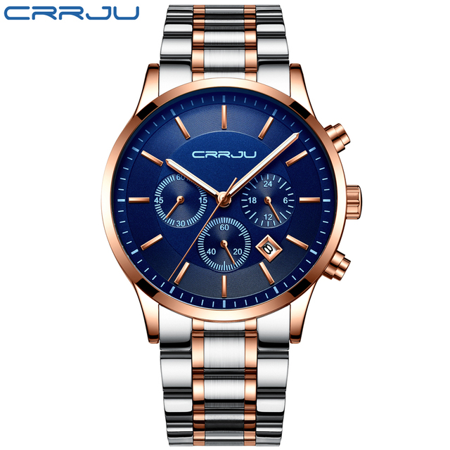 New Fashion Men Watch Classic Business Multifunction Chronograph Quartz Wristwatch Casual Waterproof Stainless Steel Clock