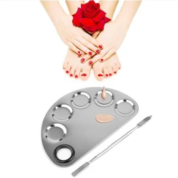 

1Set Stainless Steel Makeup Mixer Nail Polish Mixing Plate Foundation Eyeshadow Mixing Palette / Spatula Various Shape Nail Tool
