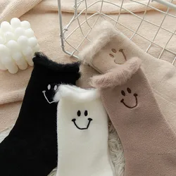 Winter Warm Thermal Socks Smiley Women Tube Socks Velvet Socks Fluffy Fuzzy Cashmere Snow Cotton White Sleeping Socks Floor Sock