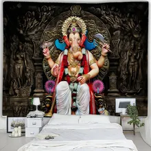 Гобелен с индийской мандалой и слоном гобелен в богемном стиле
