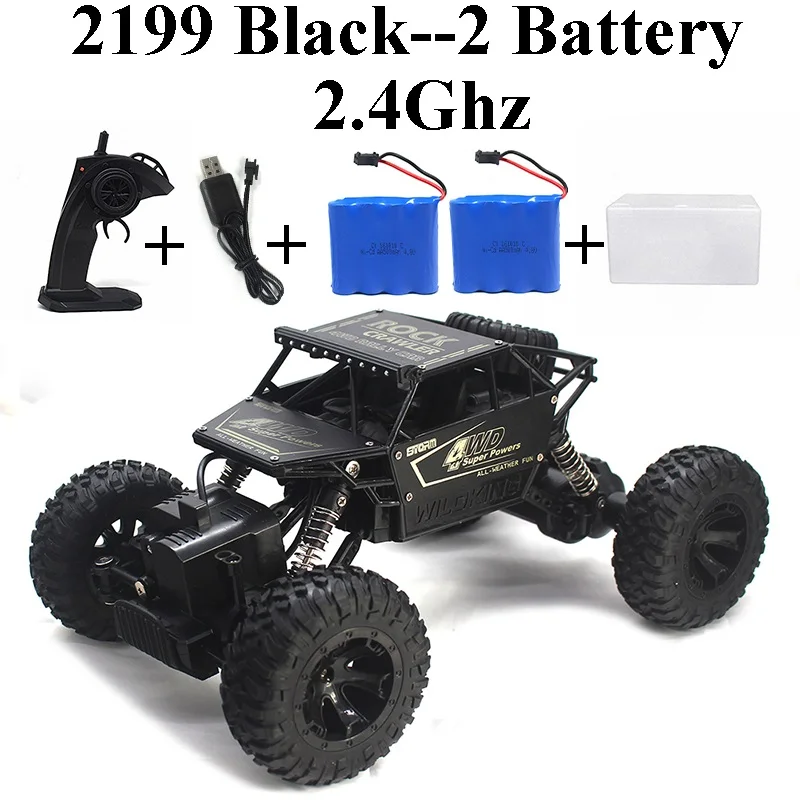 Black-Set-2 Бренд Rock Crawler 1:18 4WD Радиоуправляемая машинка из металлического сплава, игрушки на радиоуправлении, игрушки для детей и мальчиков, подарки 2199 - Цвет: Black-Set-2