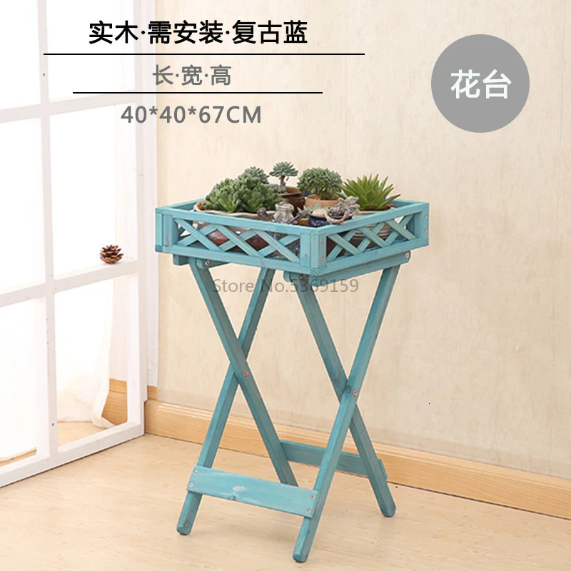 Solid Wood Balcony Indoor and Outdoor Green Sorrel Succulent Flower Shelf Living Room Floor Anti-corrosion Wood Pot Rack - Цвет: Зеленый