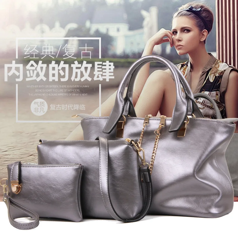 

2019 New Style Retro Fashion WOMEN'S Bag Occident Fashion Shoulder Oblique Hand Three-piece Set WOMEN'S Bag Buy One Get Three