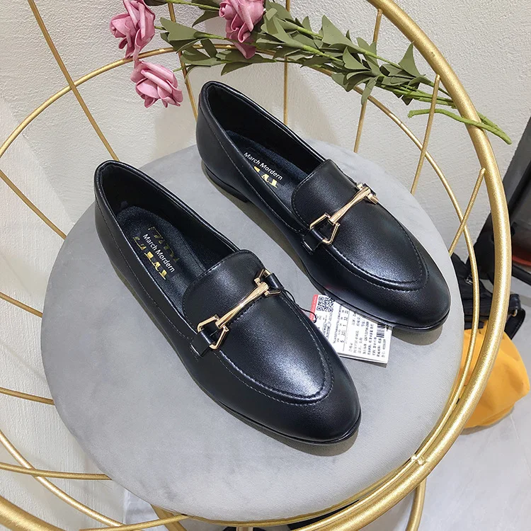 

Za Celebrity Style Flat Keel Thin Shoes Women's New Style Genuine Leather Low-Cut British Style WOMEN'S Casual Shoes Guangzhou W