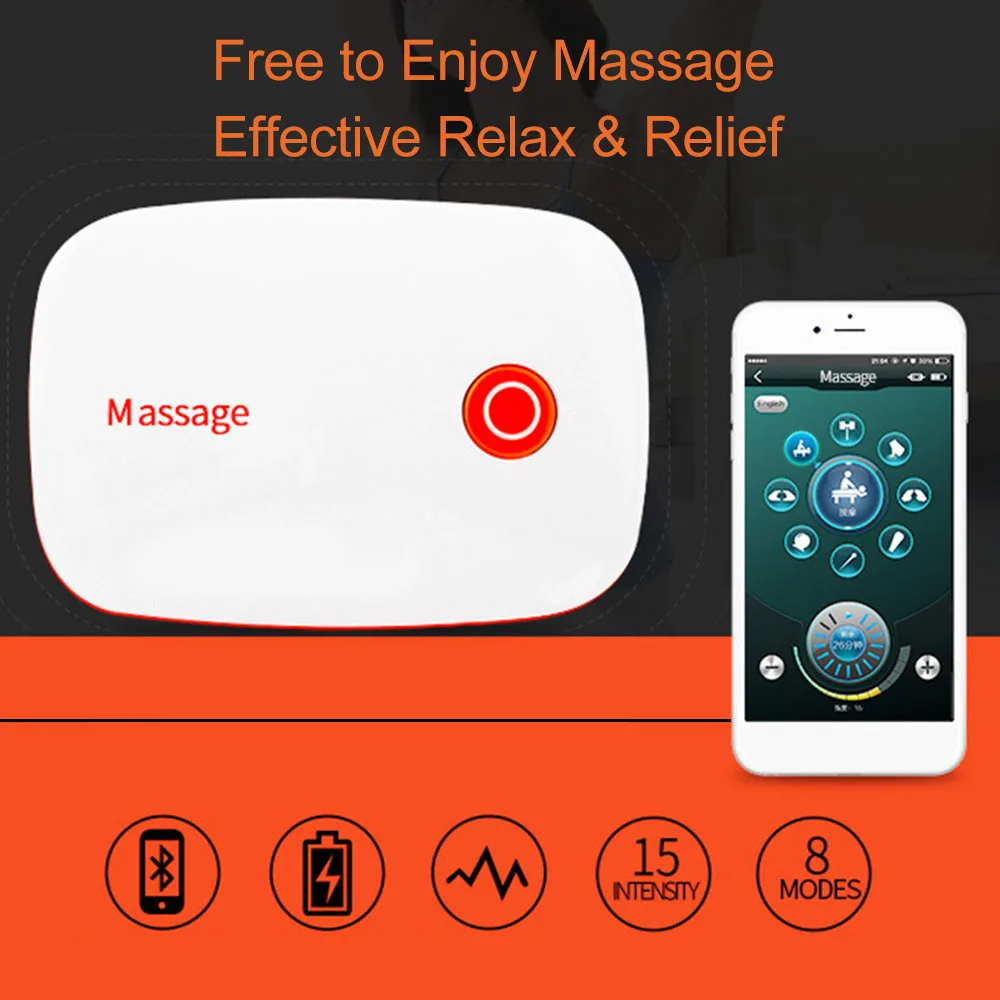 Portátil sem Fio Posições de Engrenagem Alívio da Dor do Corpo Inteligente Massageador Controle Bluetooth Pulso Tenso Tech 15 8 Modos Inteiro App Mod. 1263301 9 bluetooth pulso tenso tech 15 posições de