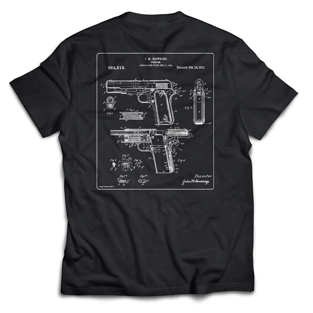 Shirts Colt 1911 Patent Shirt T Shirt 100 % Cotton T-Shirt For Men Design Tops Harajuku Funny Tee Shirts Long Sleeve Hoddies uni