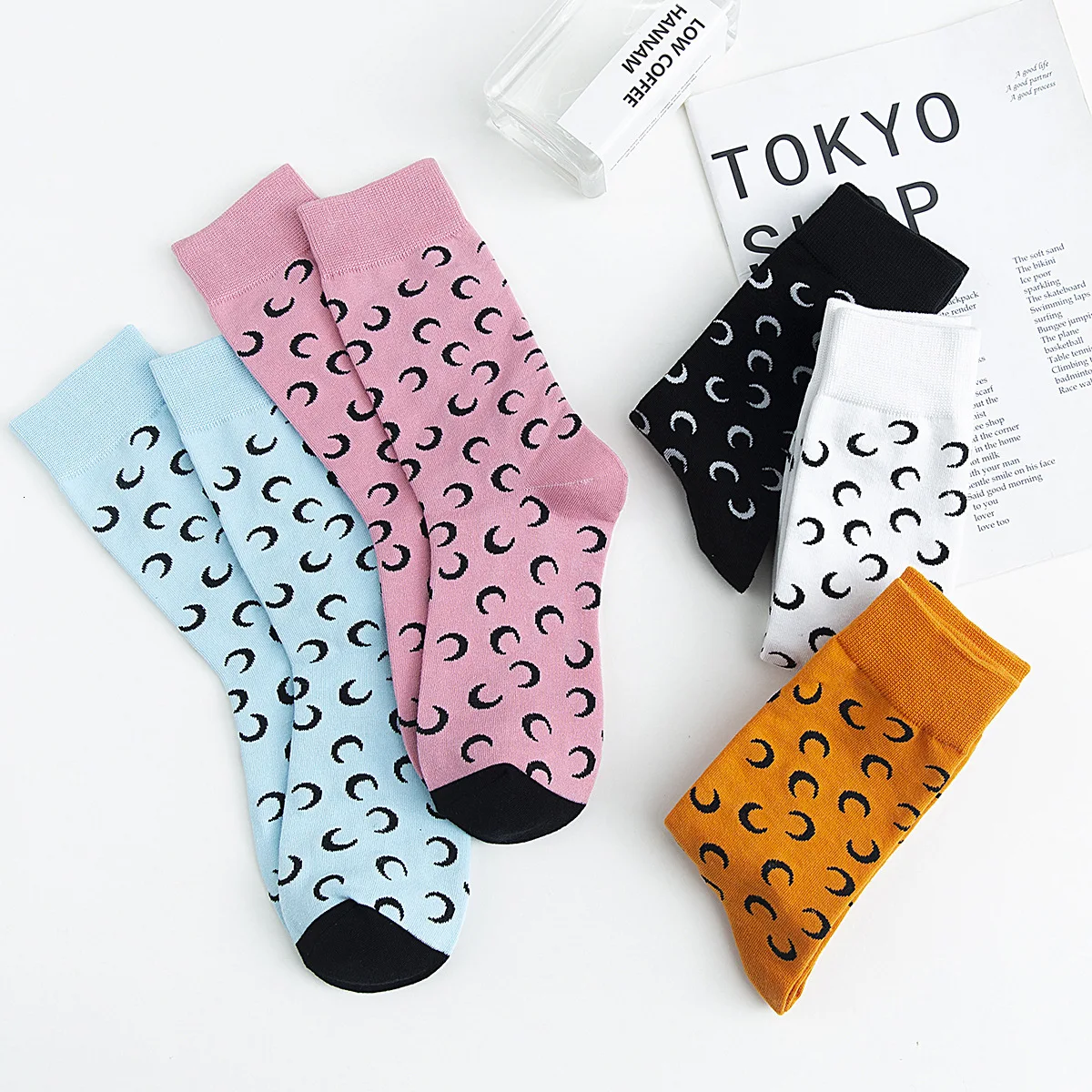 Maeman In Socks индивидуальные цветные Носки с рисунком полумесяца, хлопковые носки