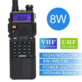 

8W For Baofeng UV-5R 3800mAh Walkie Talkie 10 KM Tri Power Dual Band Baofeng UV 5R Ham Radio 10 KM UHF VHF Ham Radio UV5R