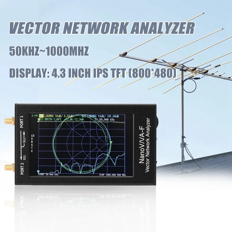 Для NanoVNA-F портативный векторный сетевой анализатор КСВ-метр 50 кГц-1000 МГц 4,3 дюймов ips цифровой экран TFT коротковолновый MF HF