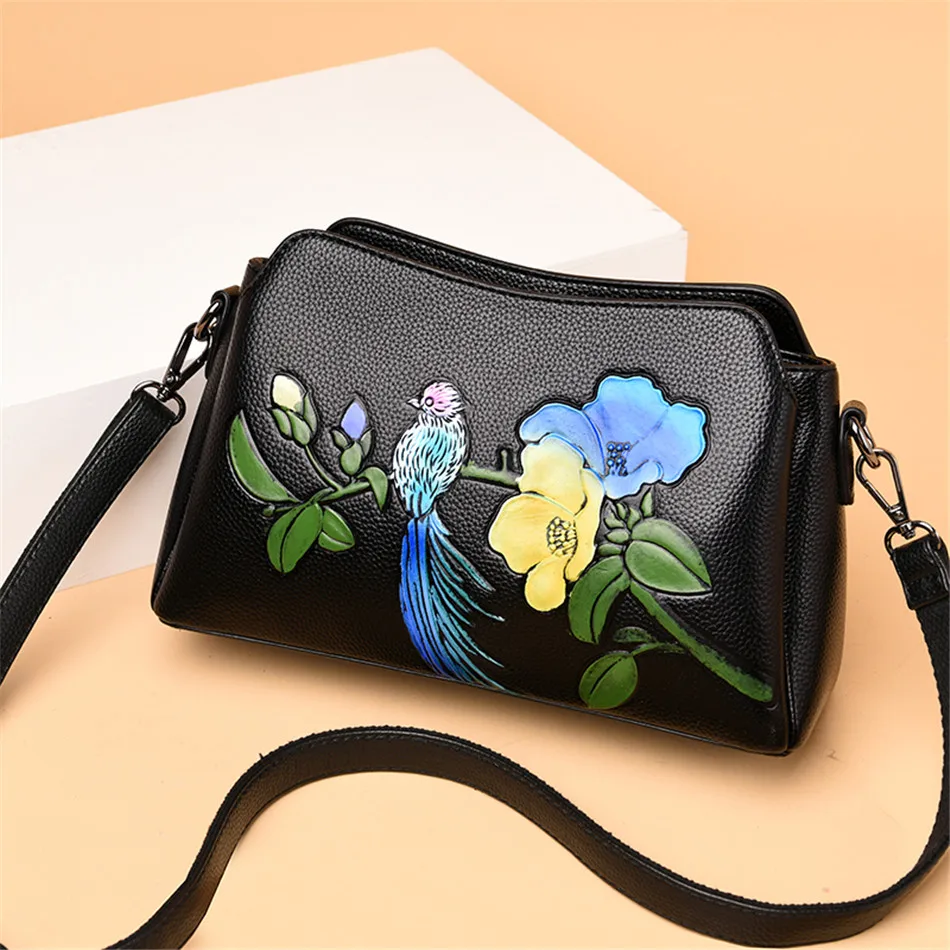 Модные роскошные кожаные сумки с цветочным рисунком, женские дизайнерские сумки, высококачественные сумки с цветочным принтом в китайском стиле, сумки через плечо для женщин