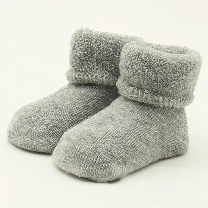 Зимние теплые мягкие толстый носок для новорожденных девочек; хлопковые повседневные нескользящие носки принцессы - Цвет: GY