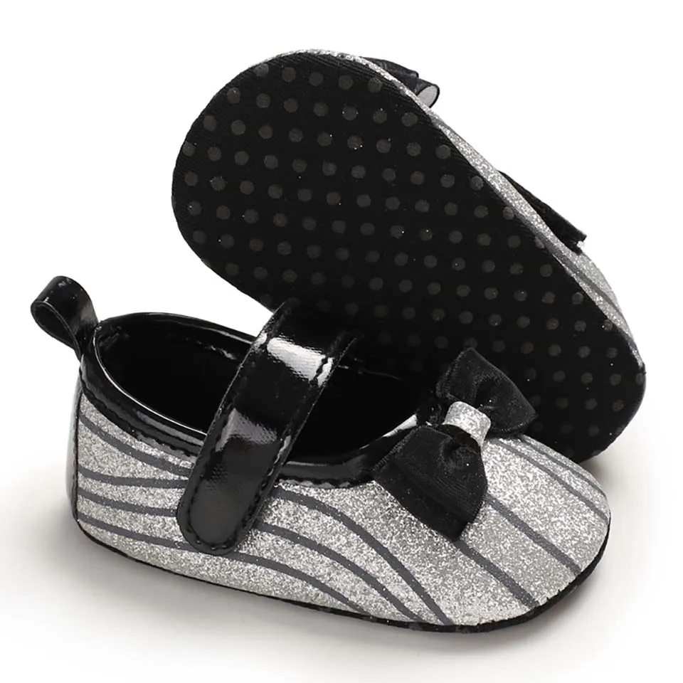 Bow knot Sequins Baby Girls Shoes Infant Newborn Princess Shoes Fashion Toddler First Walker Cute Flat Footwear Soft Sole Shoes