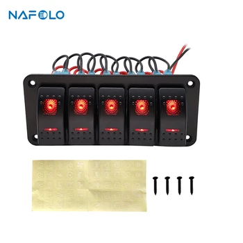 

5 Gang Marine Switch Panel For Car Truck RV Caravan Trailer Boat Waterproof Circuit Breaker On Off Toggle Rocker Switch Panel