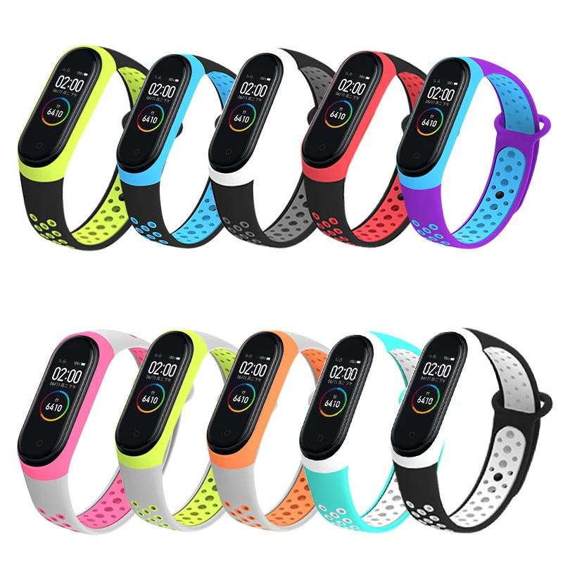 

For Xiaomi Mi Band 3 4 Double Color Silicone Bracelet Wrist Strap Watch Band Accessories Smart Bracelet Sport Silicone Strap