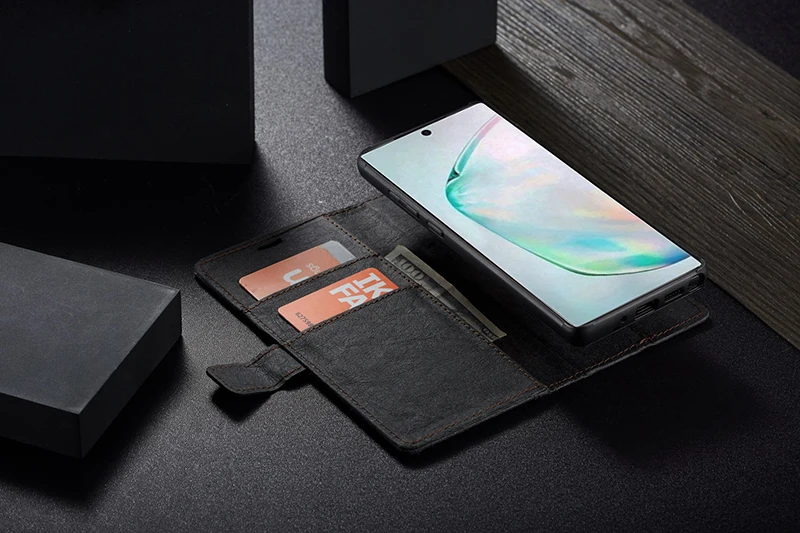 WHATIF крафт-бумага кожаный чехол для Galaxy Note 10 8 9 Магнитный 2 в 1 съемный чехол-кошелек для samsung S8 S9 S10 Plus S7 Edge