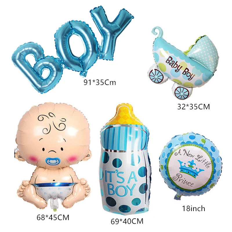 HOUHOM украшения для детского душа это мальчик девочка пол раскрыть шар большой ребенок кормушка воздушный шар День Рождения украшения Дети - Цвет: BOY blue set