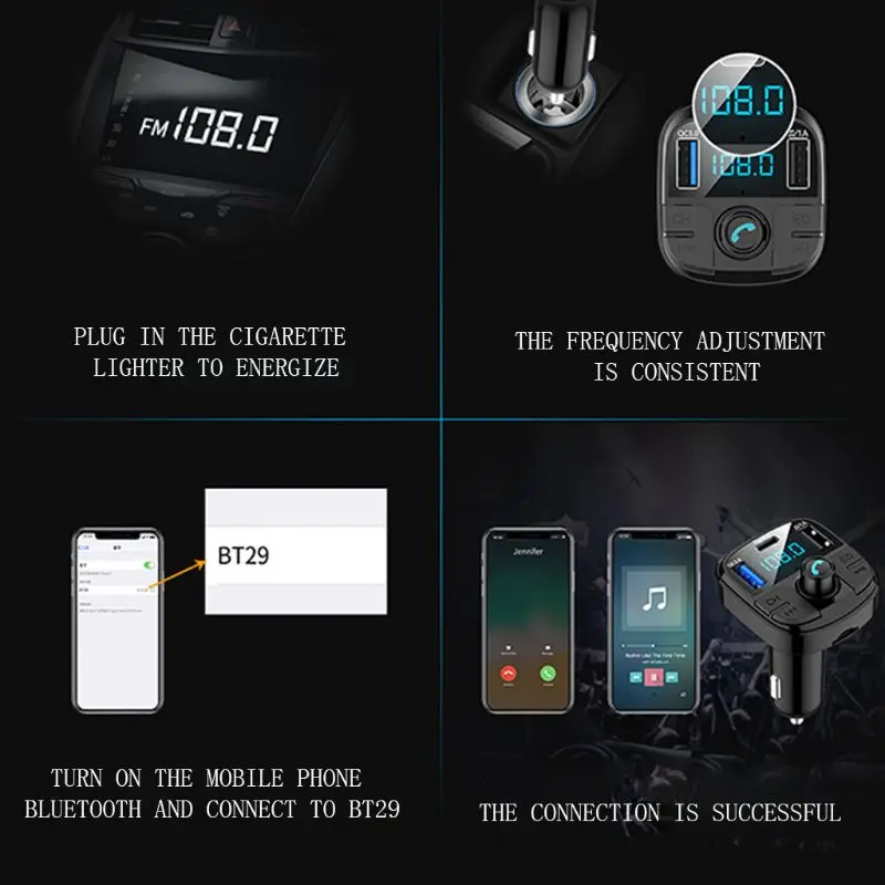 Автомобильный Bluetooth BT29 QC 3,0 беспроводной fm-передатчик MP3 радио адаптер USB зарядное устройство автомобильный комплект Автомобильная электроника адаптер