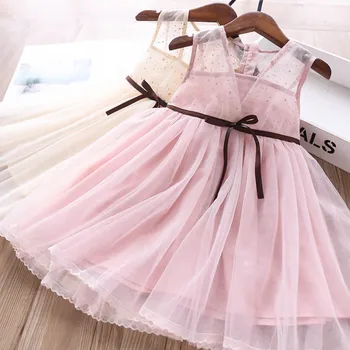

2020 Summer Girls Polka Dot Bow Vest Dress Children's Clothing Wholesale