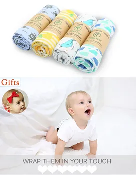 

2 Pieces/Package Pure Cotton Double Tulle Baby Swaddle Blanket Newborn Baby Bath Towel Blankets Multipurpose Function Crib Wai