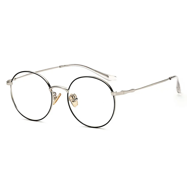 black silver frame Круглые очки для близорукости, женские и мужские, анти-синий светильник, короткие очки для зрения, диоптрий 0-0,5-0,75-1,0-2,0-2,5-3,0-6,0 - Цвет оправы: black silver frame
