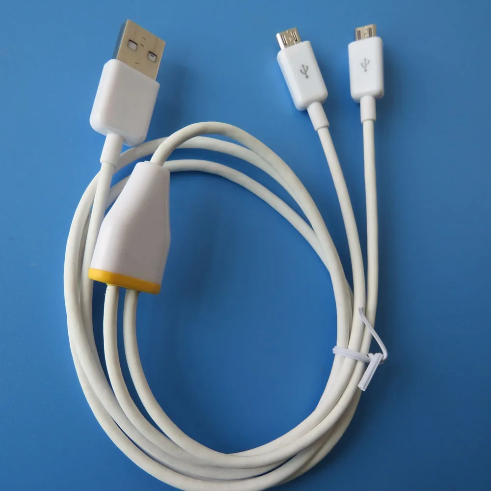 1 м 3 фута ТПЭ двойной микро USB сплиттер кабель питания и синхронизации 2