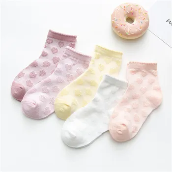 5 Pairs/Lot Children Cotton Socks Boy Girl Baby Infant Ultrathin Fashion Breathable Solid Mesh Socks For Summer 1-12T Teens Kids 2