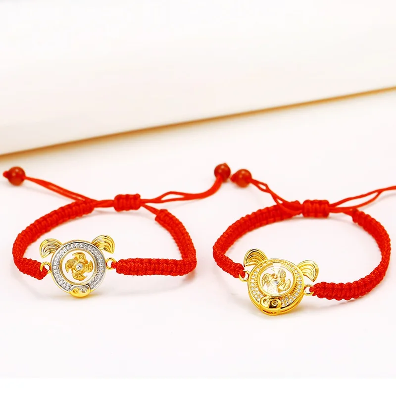 OMHXFC ES250 Европейская мода для женщин и девушек Подарок на день рождения и свадьбу ветряная мельница свинка AAA циркон 24KT золотистый браслет