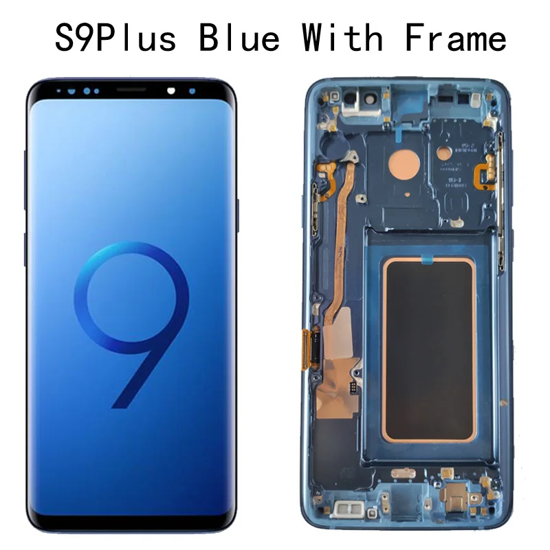 AMOLED Замена для SAMSUNG Galaxy S9 S9+ ЖК сенсорный экран дигитайзер с рамкой G960 G965 дисплей - Цвет: S9 Plus Blue frame