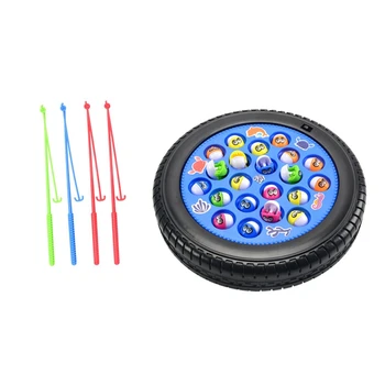 

Tabletop Fishing Game Board Game Electric Rotating Music Fishing Toy Set Children Gift