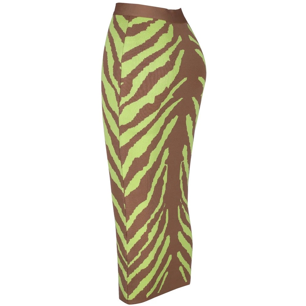Олень леди Женская юбка зеленая Высокая талия повязная юбка летняя Жаккардовая юбка карандаш Длинная комбинация юбка-бандаж вечерние Клубные