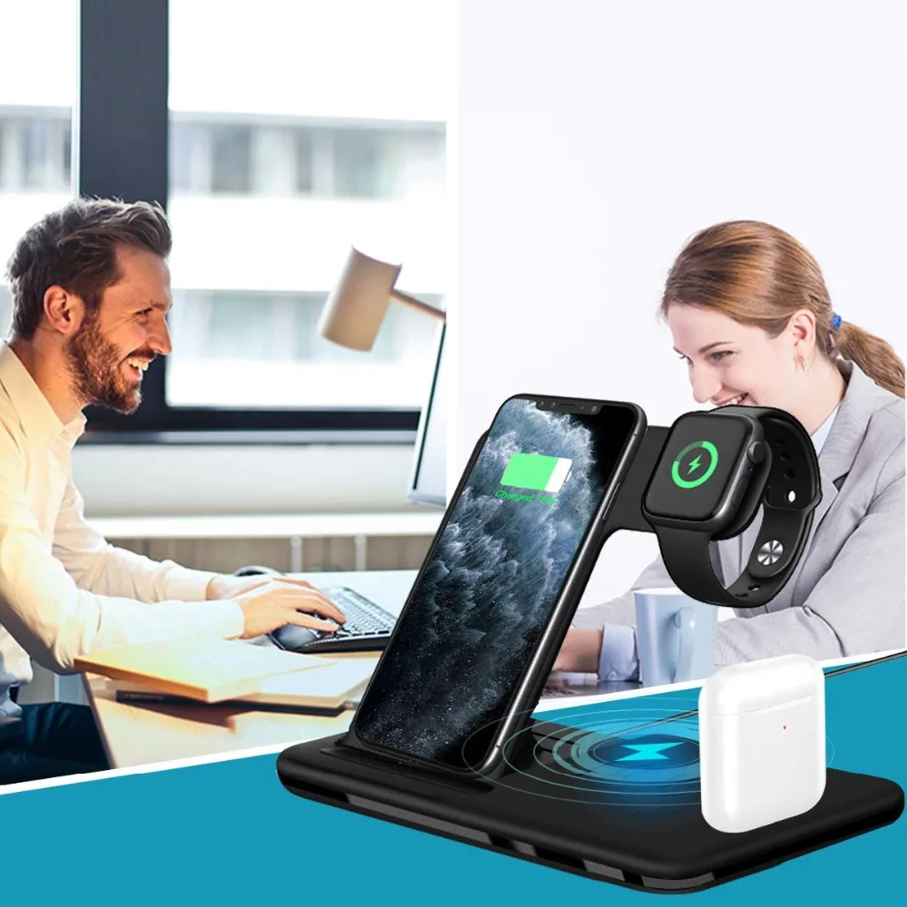 US $863.85 40x 15W Qi Fast Wireless Charger Stand For IPhone 12 11 Xs Apple Watch 4 In 1 Foldable Charging Dock Station For Airpods IWatch