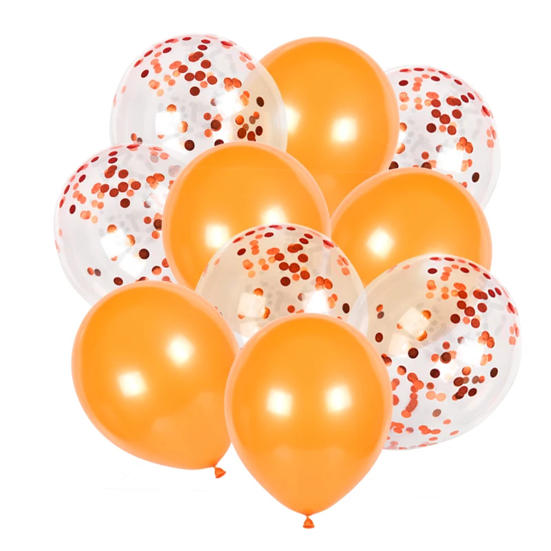 10 шт./партия, 12 дюймов, розовое золото, конфетти-блестки, прозрачный латексный шар, Оранжевый Надувной Воздушный Свадебный шар, украшение для дня рождения