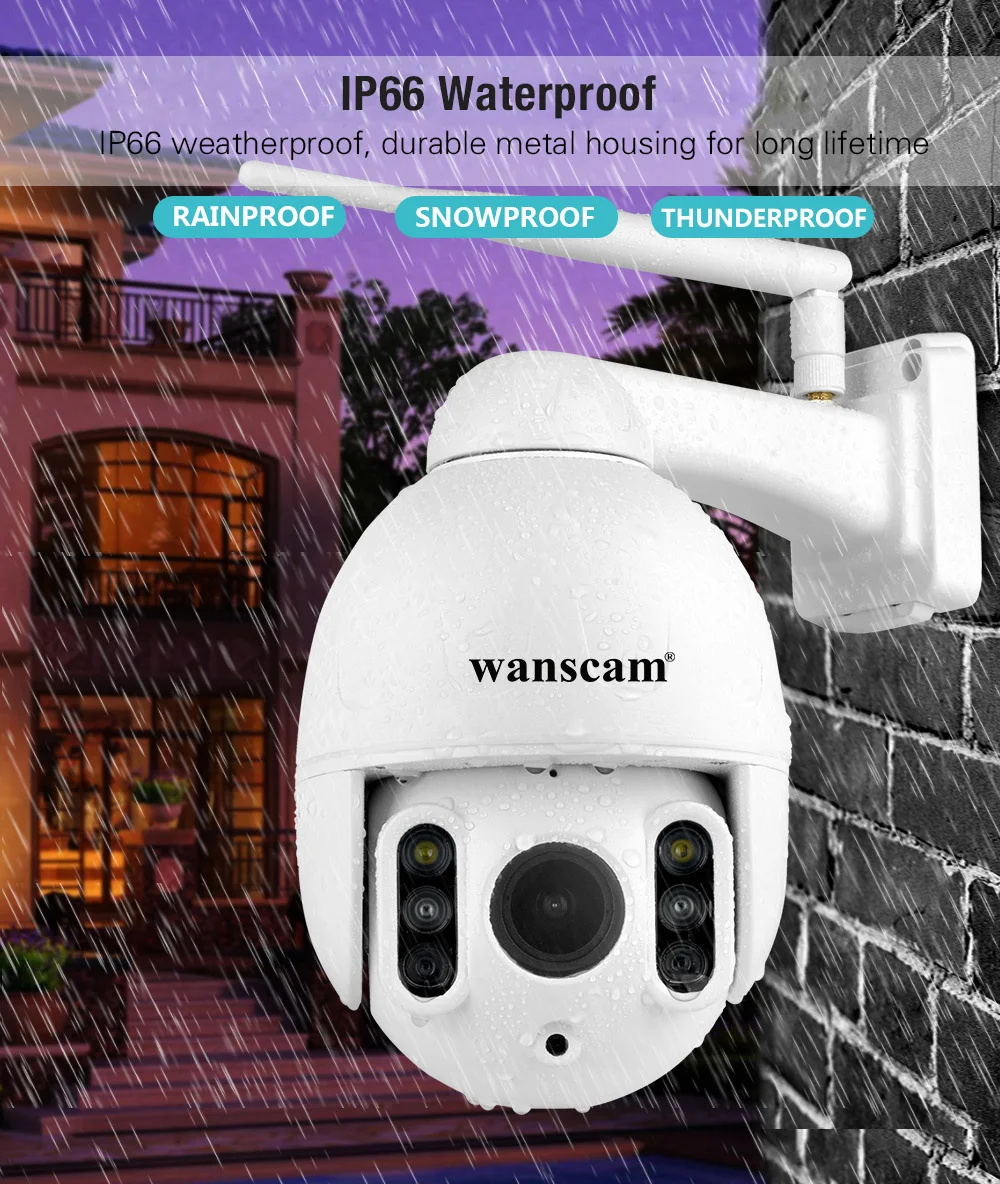 WANSCAM K64A 1080P Wireless IP Camera 16X Dual Light Source Night Vision 50m Hybrid Zoom Surveillance Camera IP66 Waterproof