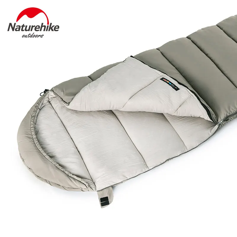 Удобный хлопковый спальный мешок Naturehike с капюшоном для взрослых разрезом