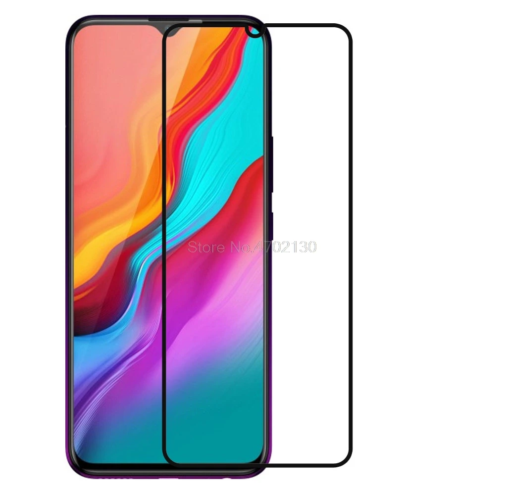 Закаленное стекло для Infinix Hot 8 с полным покрытием клейкая Защита экрана Lite