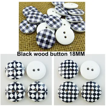 

60PCS 18MM painting wooden Black series buttons sewing decorative clothes boots coat accessory Line stripe button MCB-310K
