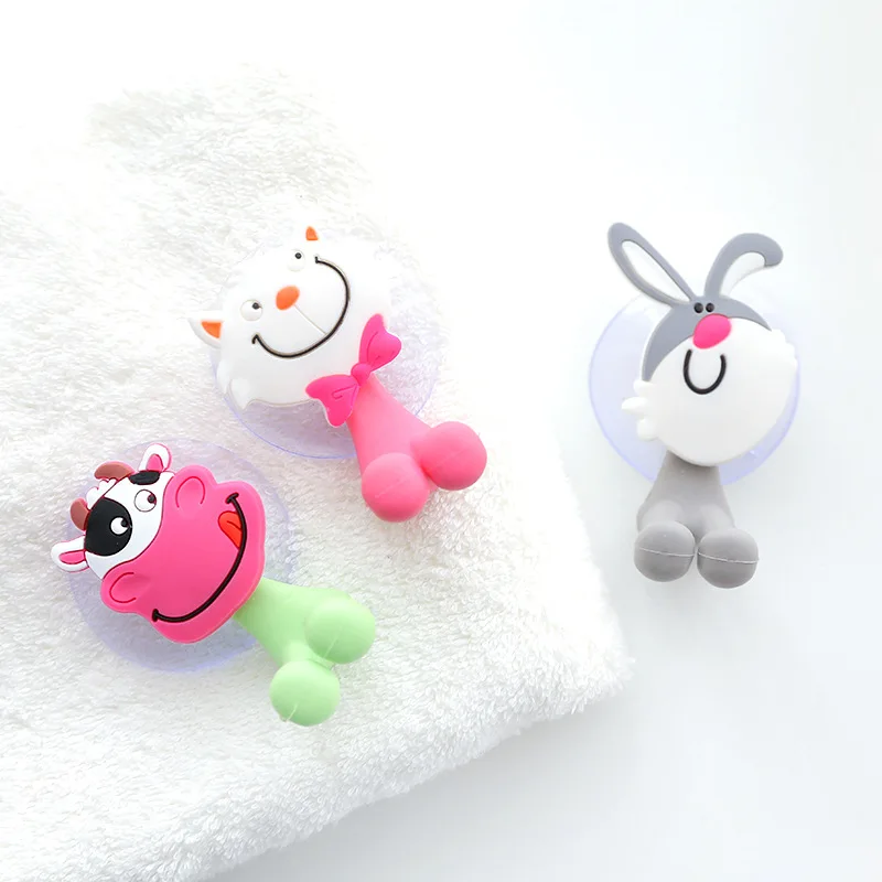 

1569 Creative Toothbrush Holder Cute Cartoon Animal Family Strong Sucker Toothpaste Toothbrush Holder Style Selectable