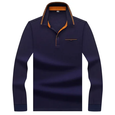 Spring and Autumn Men's Long Sleeve Polo Shirt Gentleman Casual Comfort Men's Four Color Long Sleeve Shirt