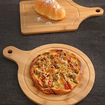 

Wooden Chopping Blocks Bamboo Rectangle Hangable Cutting Board Fruit Pizza Bread Plate Durable Non-slip Home Kitchen Accessories