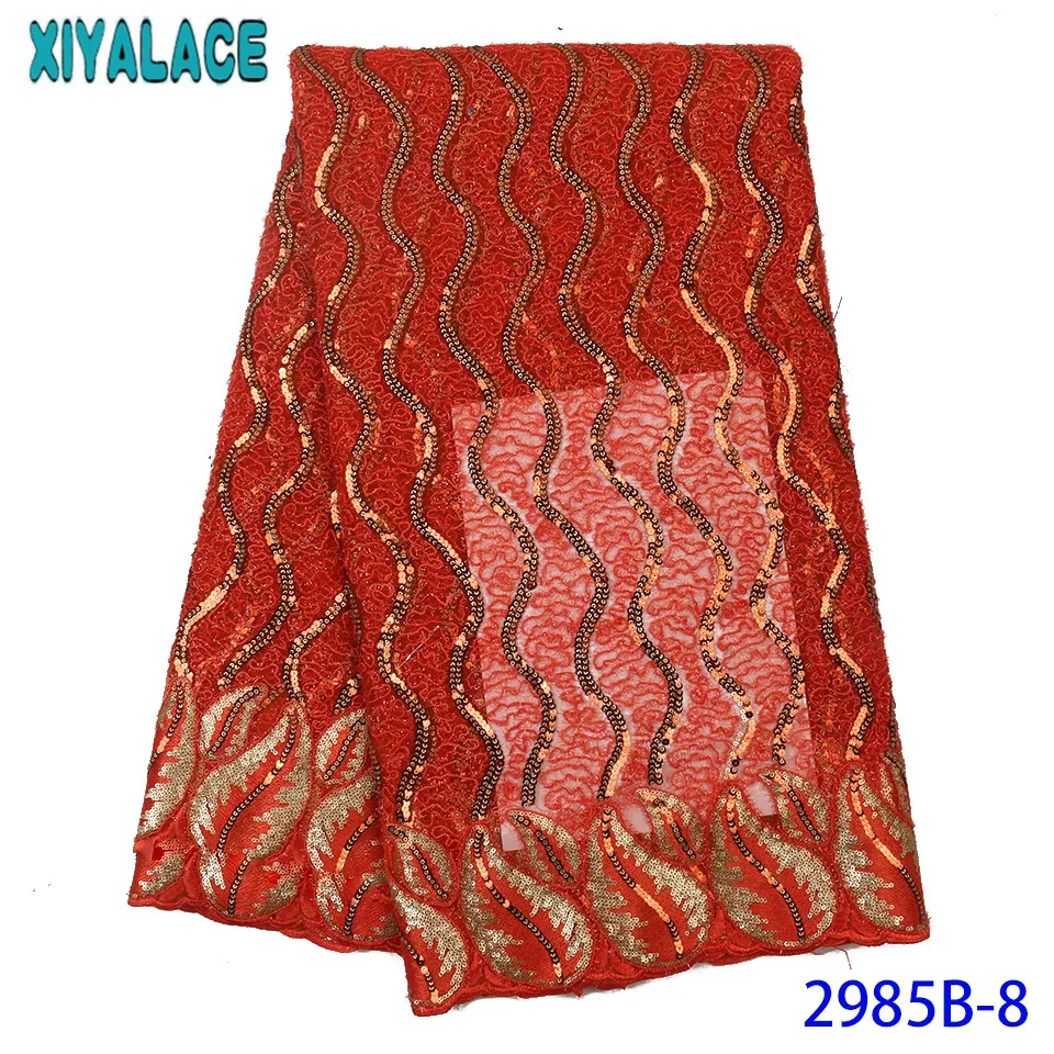 Новейшая кружевная ткань с блестками, Высококачественная кружевная ткань из органзы, африканская кружевная ткань с вышивкой для свадебного платья KS2985B-8