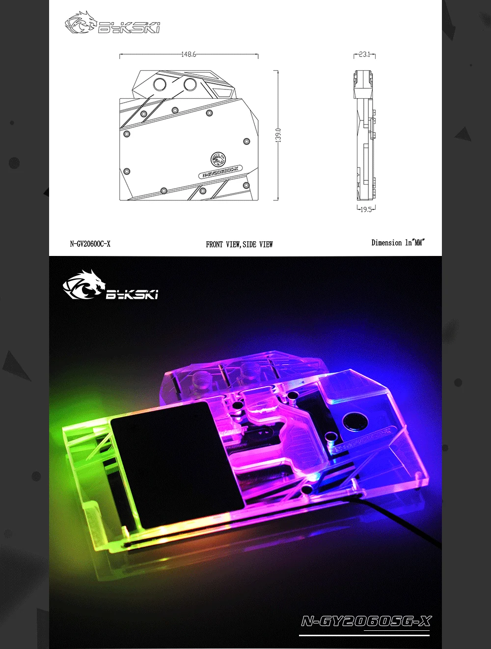 Bykski N-GY2060SG-X, полное покрытие видеокарты водяного охлаждения блок для Galaxy/Gainward RTX2060