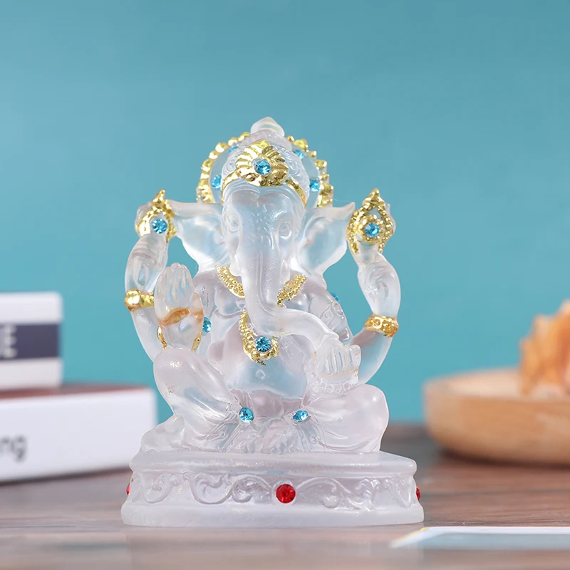 Miniature figurines Resin ornaments Resin crafts Resin crafts accessories Cat figurines Mini chicken ornament Ganesh Hindu Elephant God of Success Statue Resin Transparent Figurine Ornament