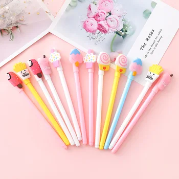 

48pcs/lot Korea creative cute food cake gel pen cartoon personality student stationery fun pen writing tool 0.5mm black ink