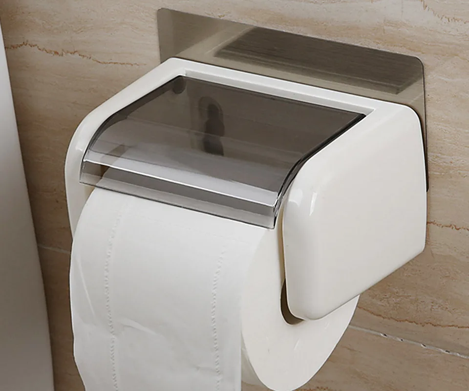 Bathroom Storage Waterproof Dust-proof Durable Suction Cup Roll Paper Storage Rack Toilet Paper Holder Home Organizer Shelf
