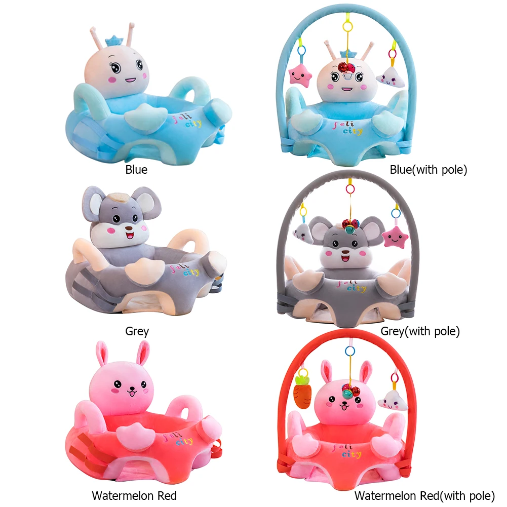 Funda de asiento de sofá para niños, asiento de terciopelo de cristal transpirable, silla de soporte, juguetes de animales de dibujos animados para niños, silla de aprendizaje para sentarse