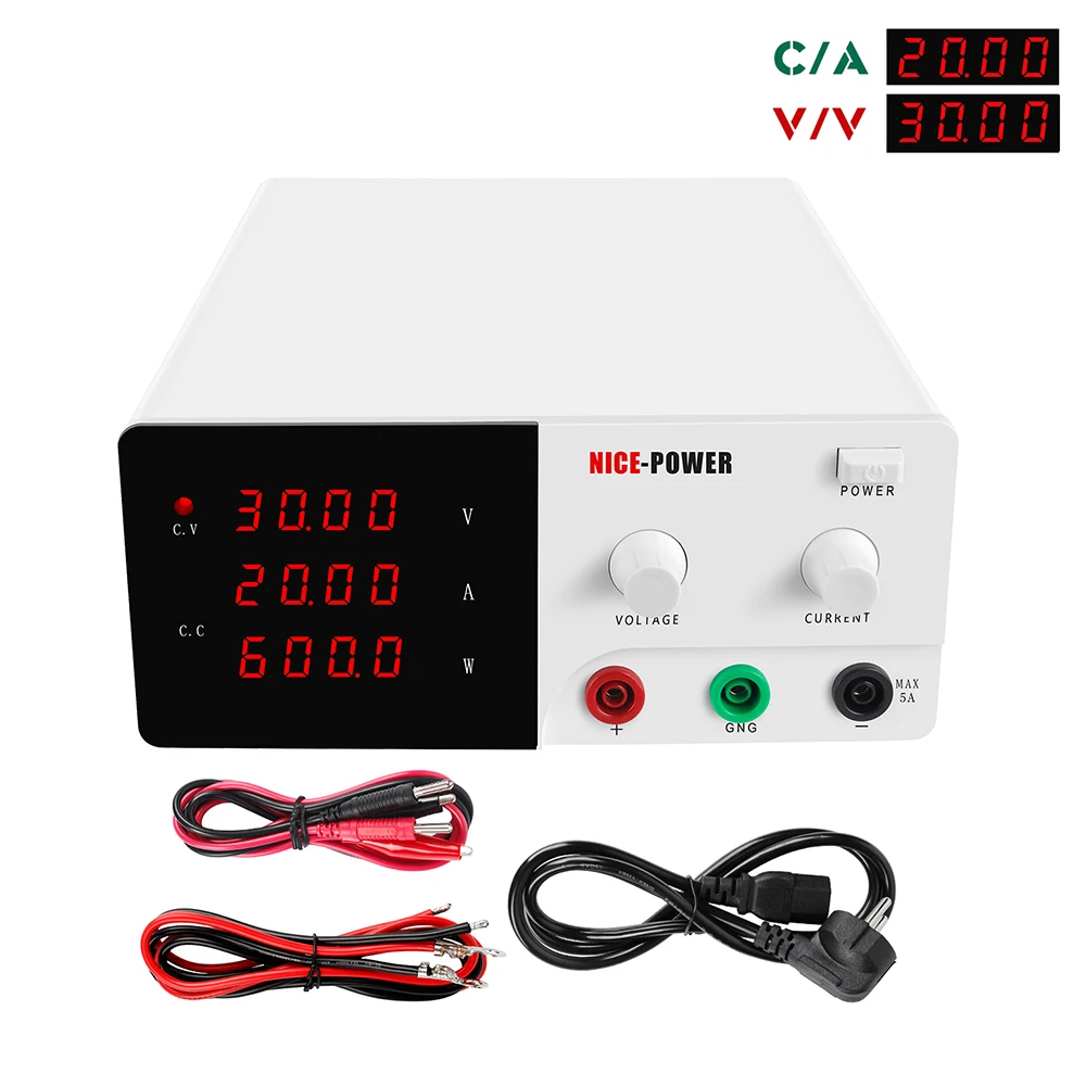 

4-Digit Display 30V 20A DC Regulated Power Supply Lab Switching Adjustable Power Source Digital Fonte De Bancada 220V