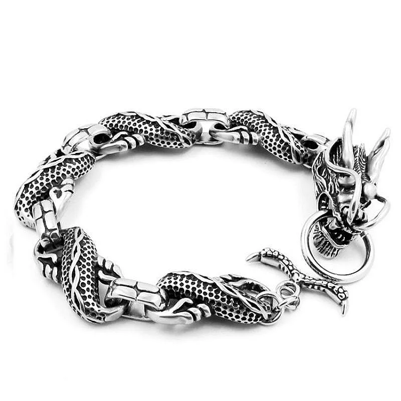 Fashionable Retro Dragon-Shaped High-Quality Metal Bracelet for Men Knight Hip-Hop Party Accessories Best Collection Gift | Украшения и