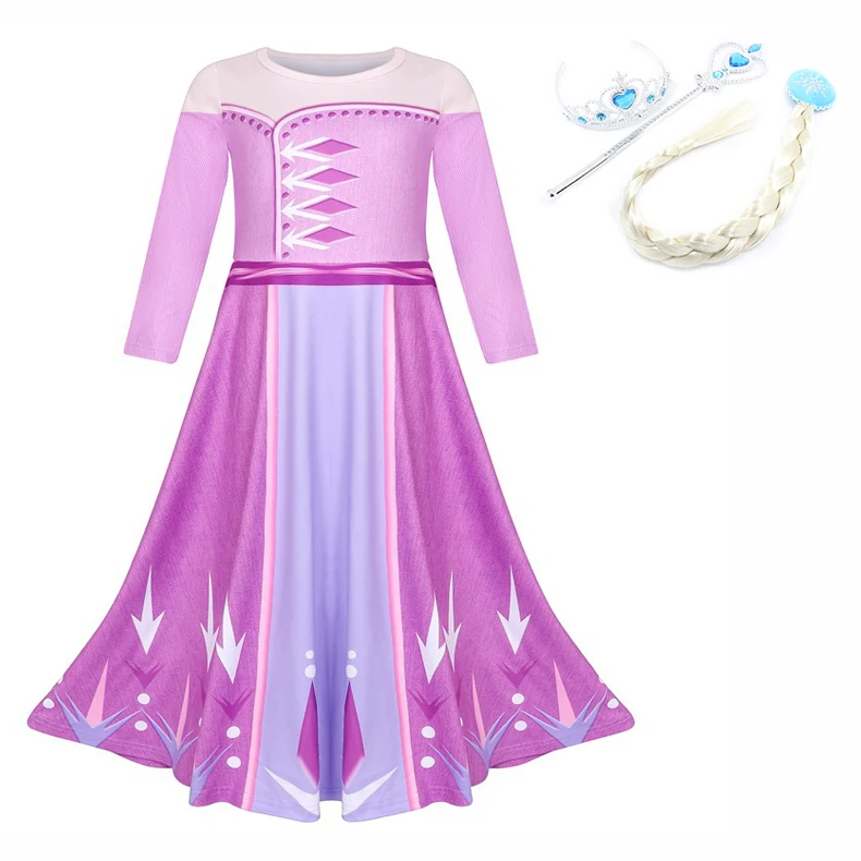 Детское платье для девочек платье принцессы из тюля с длинными рукавами Снежная королева Эльза Косплей вечерние костюм принцессы для девочек вечерние карнавальные - Цвет: dress G-2