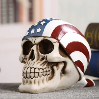 

Skull Statue Resin Hand Painted Home Decor Accessories Halloween Props Fireplace Loft Crafts Gift Skull Personality Statue