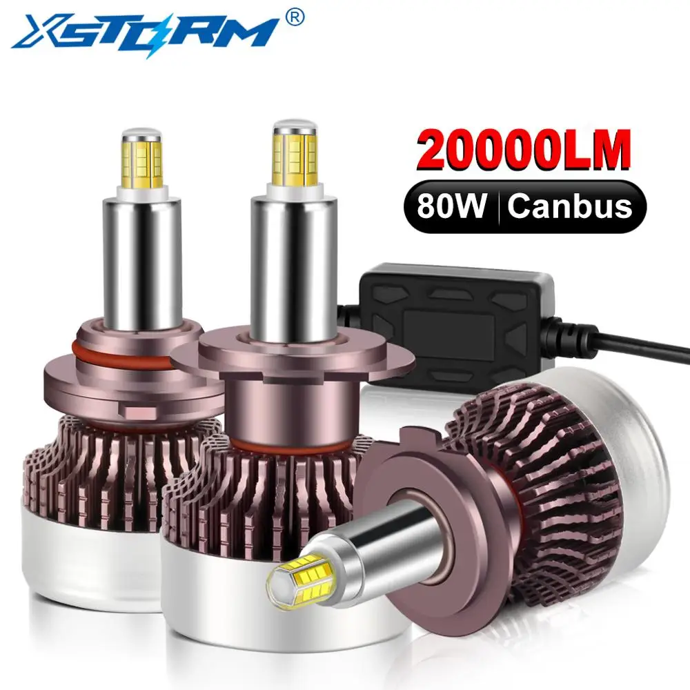 2Pcs 80W LED Headlight H1 H7 LED Canbus H8 H11 9005 HB3 9006 HB4 Car Light Bulb 20000LM 6000K 12V 24V Automobile Headlamp